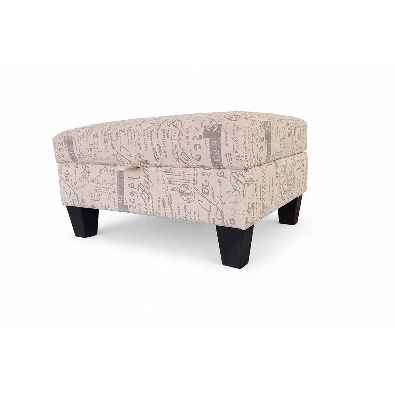 Linen Upholstered Storage Ottoman