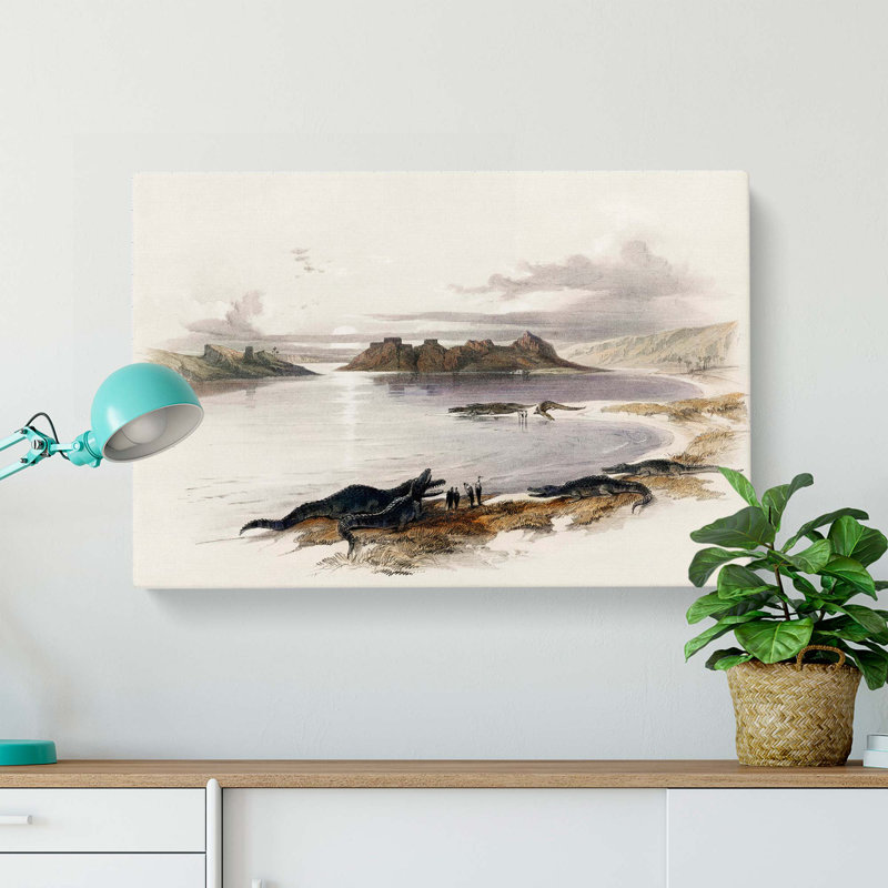 Crocodiles on the River Nile by David Roberts - Wrapped Canvas, 40cm H x 60cm W x 3cm D