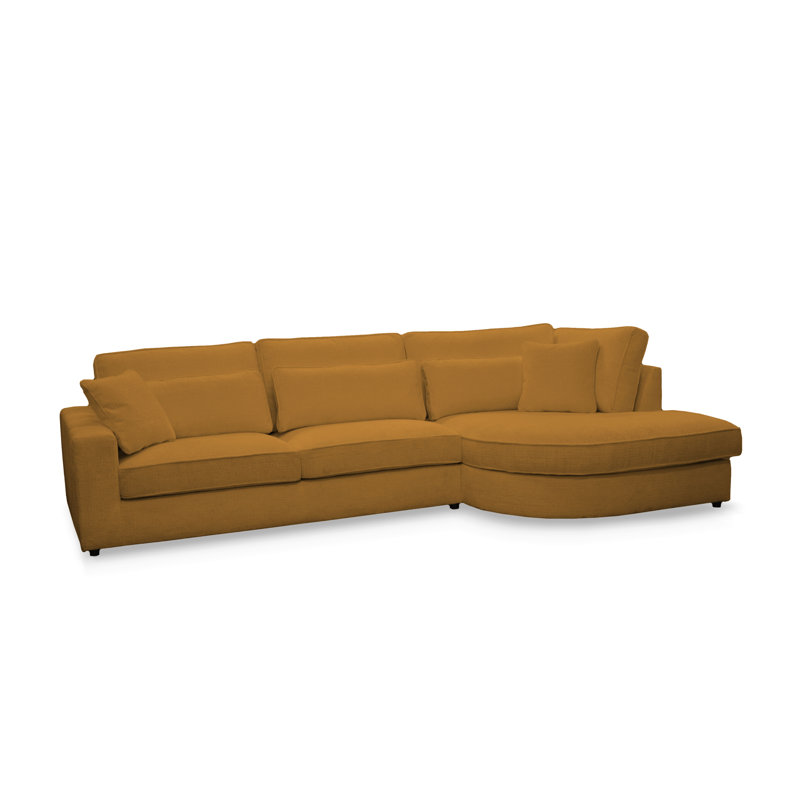 Bustamonte 4 Seater Corner Sofa , Right Hand Facing, Yellow polyester