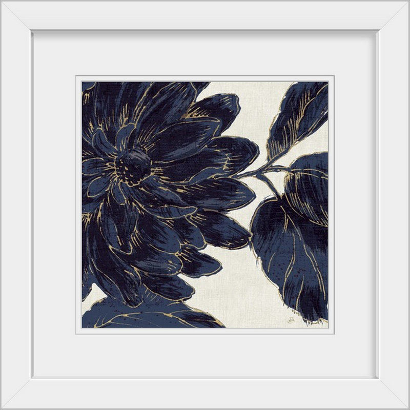 «Indigo Garden I», reproduction d'impression, Cadre blanc, H 20" x l 20" x P 1"