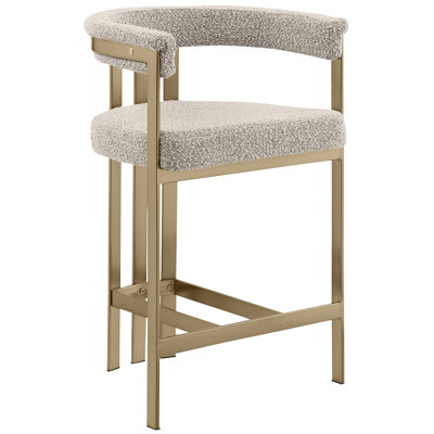 Counterheight & Barstool Boucle Fabric Chairs with Brushed Matte Chrome