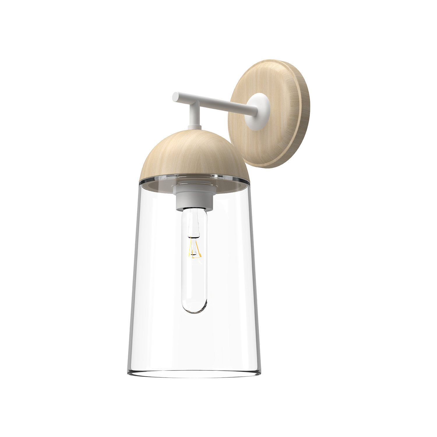 Shiloh Transparent Vanity Light, White/White Oak, 1