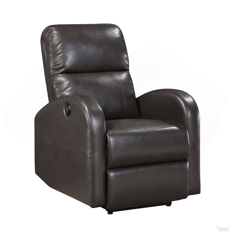 Power Reclining Chair 1Pc  Faux Leather Upholstered Modern Contemporary Power Motion Reclining, Brown