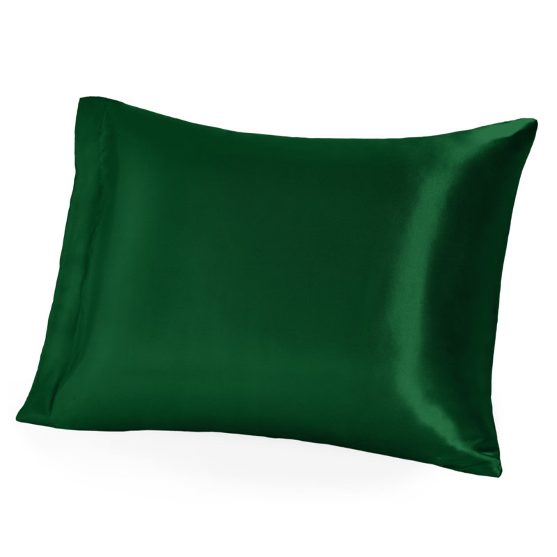 100% Mulberry Silk Pillowcase Zipper Closure, 1 King Pillowcase, Forest Green