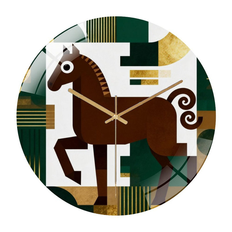 Horloge murale 12 po ronde en verre trempé avec mouvement à quartz silencieux, Vert forêt