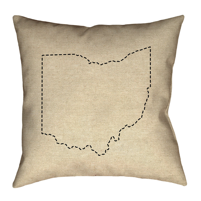 Oreiller Katelyn Smith Ohio Dash Outline, 18 po x 18 po, Housse de coussin en coton sergé