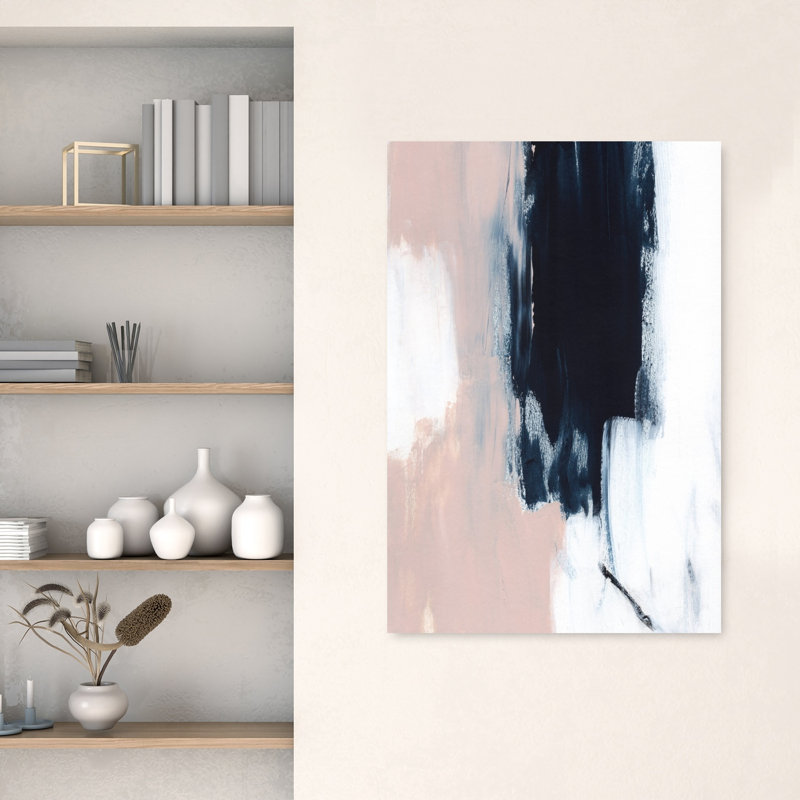 Abstrait bleu marine abstrait, reproduction d'art contemporain minimaliste, 48" H x 32" W