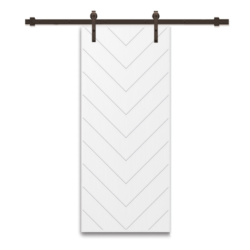 Panelled Manufactured Wood and Metal Barn Door with Installation Hardware Kit, White, 36" x 84"
