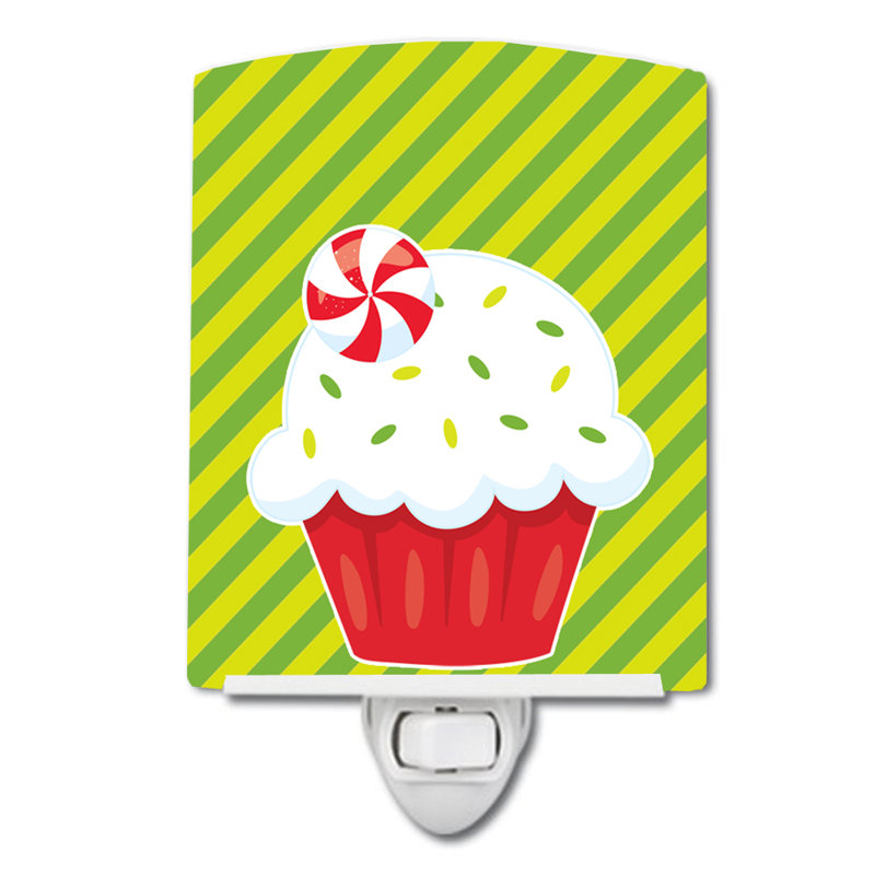 Silloth Peppermint Cupcake Ceramic Night Light