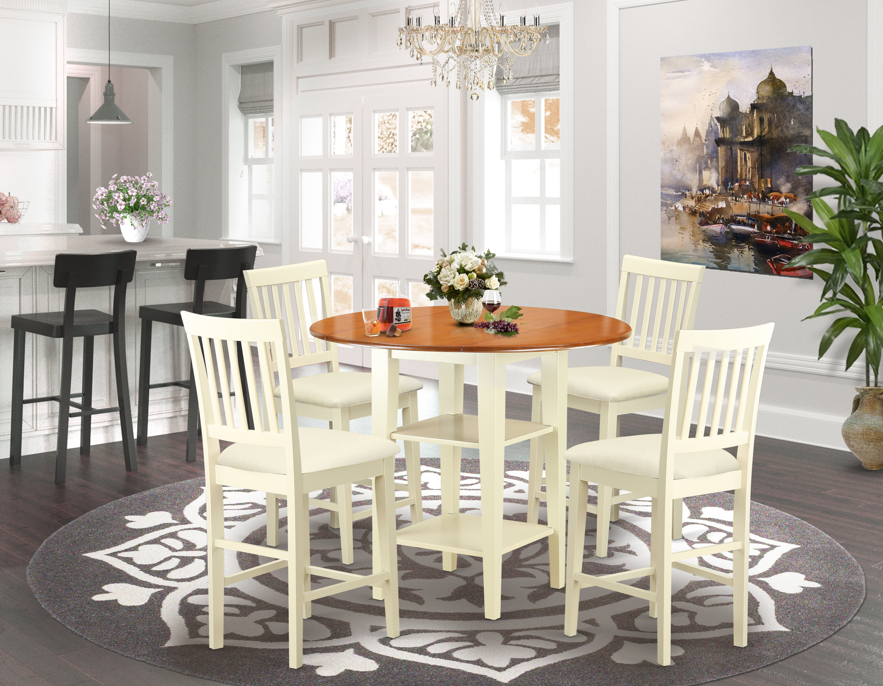 Counter height drop discount leaf table and chairs