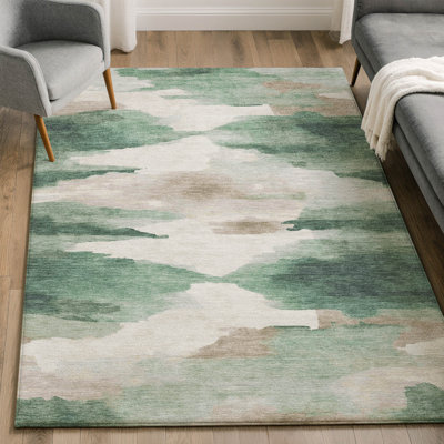 Premium Machine Washable Mayfield AMF2259 Swirls Rug
