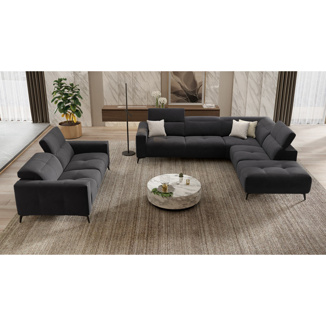 Perspections Stoff Ecksofa Coord Dunkelgrau Links mit Funktionen