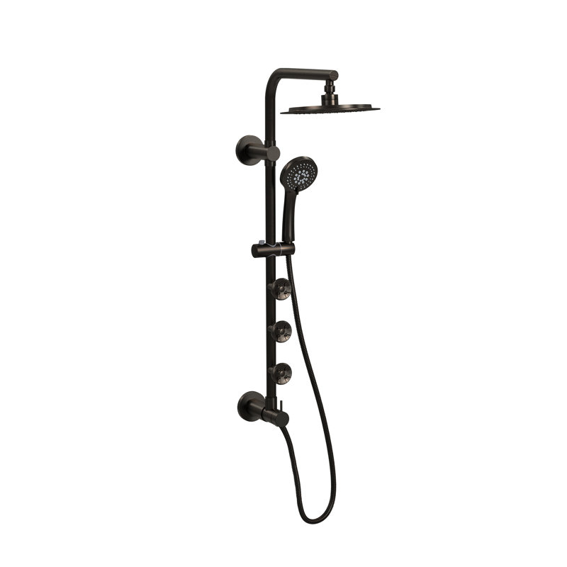 Système de douche avec pomme de douche à pluie 8 po Lanai et bras de douche pivotant à 3 jets et douchette multifonction 1,8 GPM