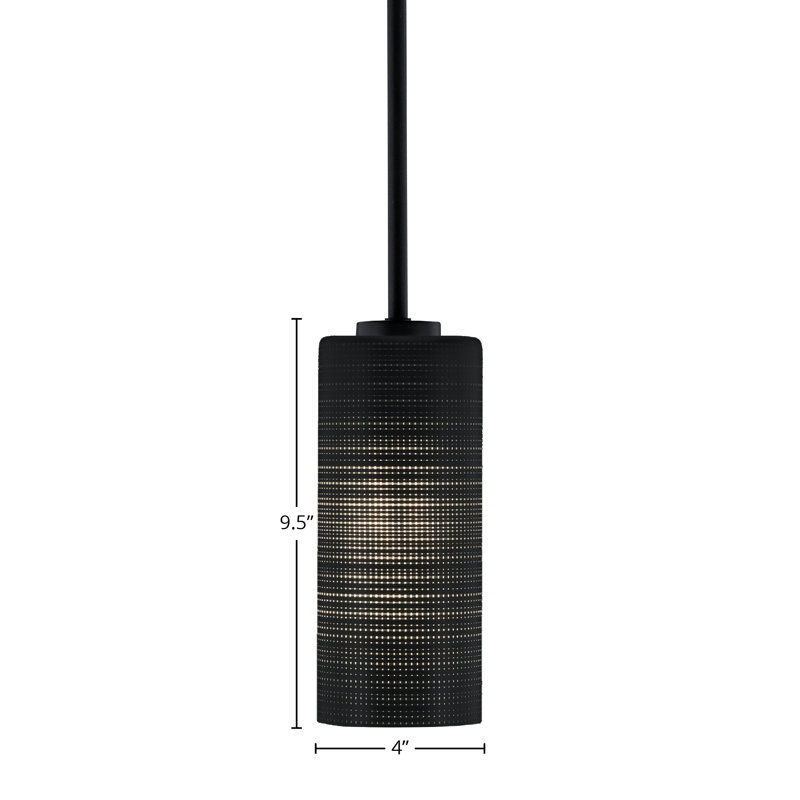 Mini-luminaire suspendu Dayberry avec verre de 4 po, H 9,5 po x l 4 po, Verre matrice noire, Noir mat