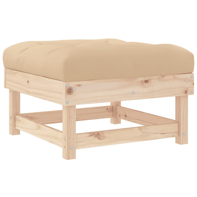 Repose-pieds d'extérieur avec coussin Foyzul, Beige, Brun