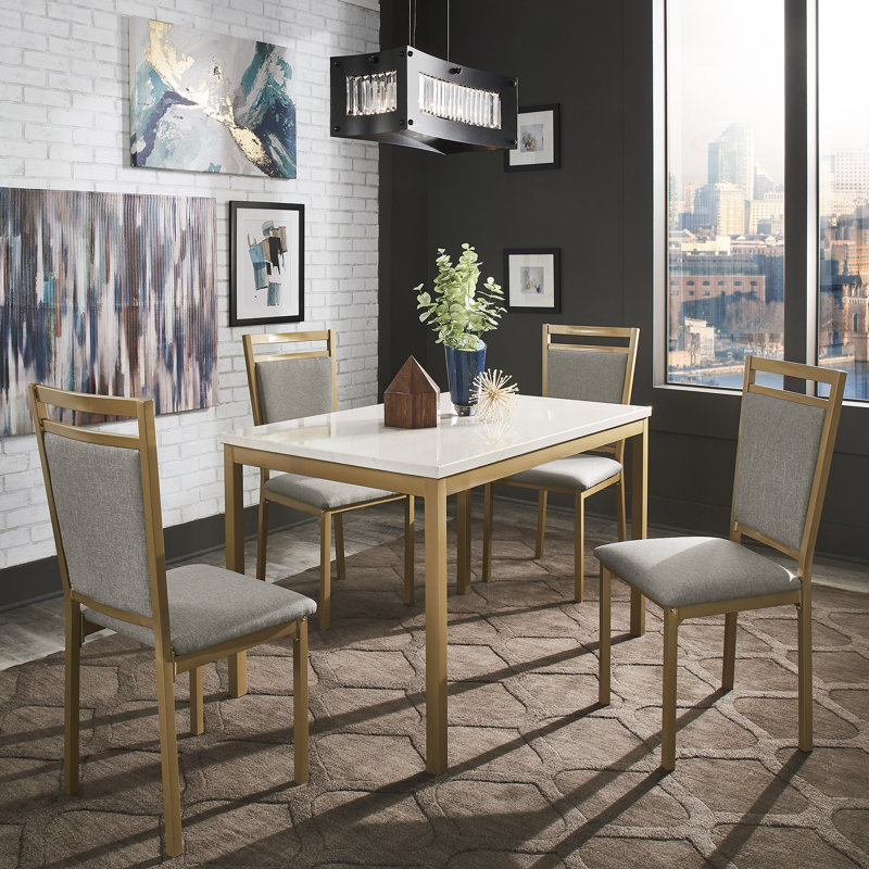 Mizell 4 - Person Faux Marble Top Four Leg Dining Set