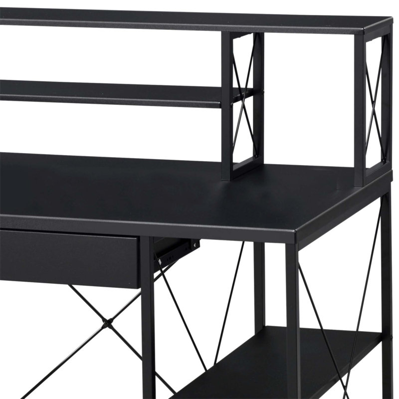Bureau moderne avec rangement spacieux et design élégant, parfait pour les espaces de travail créatifs et professionnels.