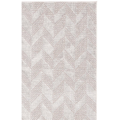 Tapis taupe / ivoire en polyester tissé à la machine Itu