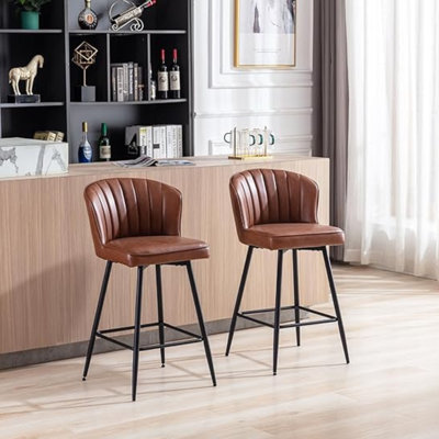 Upholstered Counter Stool with Metal Frame