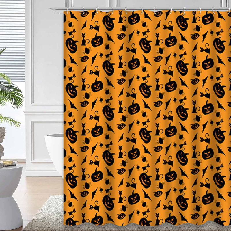 Rideau de douche avec 12 crochets Halloween, L 72 po x l 84 po