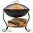 Neppie 18" Round Wood-Burning Black Finish Steel Fire Pit Bowl with Spark Screen