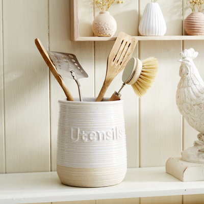 Kahlo Ceramic / Porcelain Round Utensil Crock
