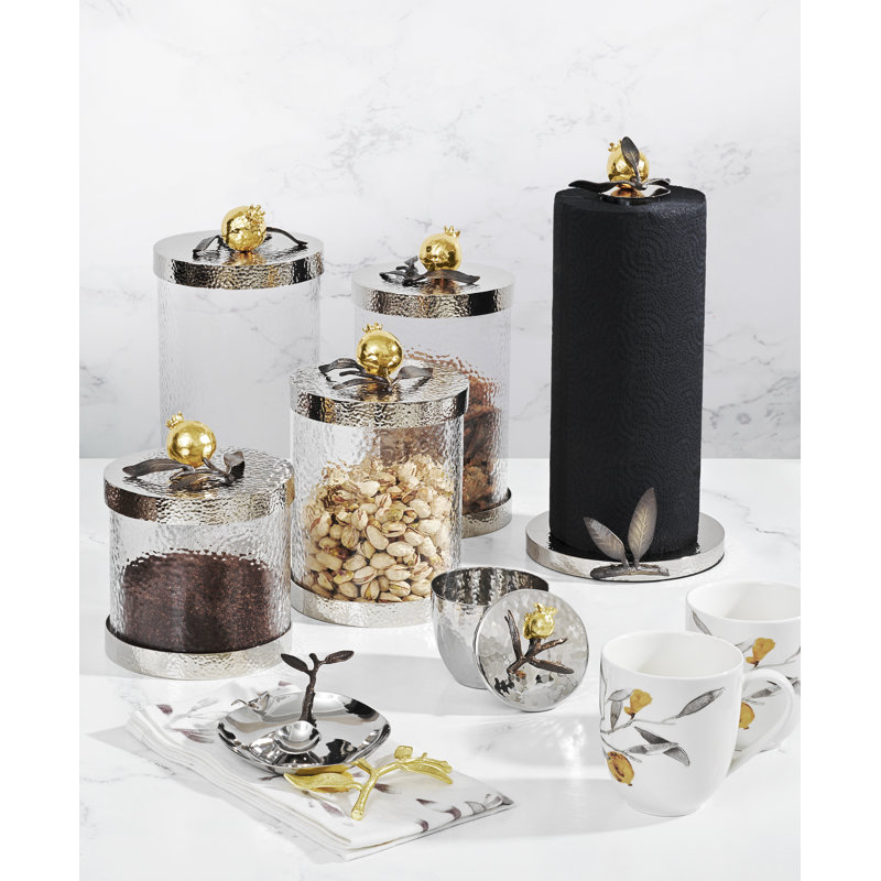 Butterfly Ginkgo Pomegranate Kitchen Canister, 8.5" H x 6.25" W x 6.25" D