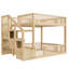 Lit superposé double au-dessus d'un lit double avec escalier de rangement, structure de lit superposé pour enfants, naturel-129024873