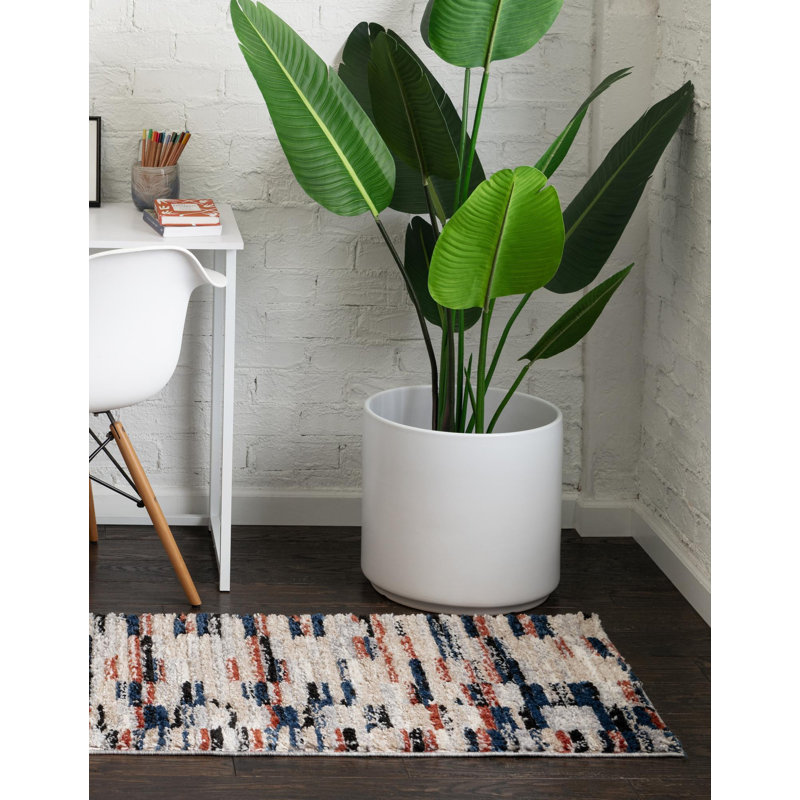 Tapis beige / noir à motif géométrique Tucson, Tapis de couloir 2 pi x 6 pi