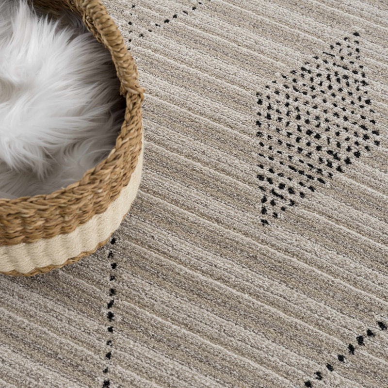 Boff Geometric Beige/Gray Area Rug, Rectangle 6'7" x 9'