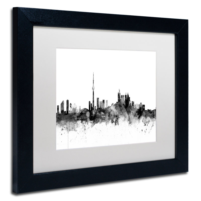 « toronto canada horizon b&w », impression encadrée, H 11 po x l 14 po x P 0,5 po, Cadre noir