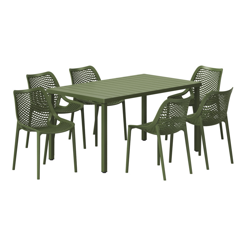 Ensemble de salle à manger rectangulaire pour 6 personnes, Vert