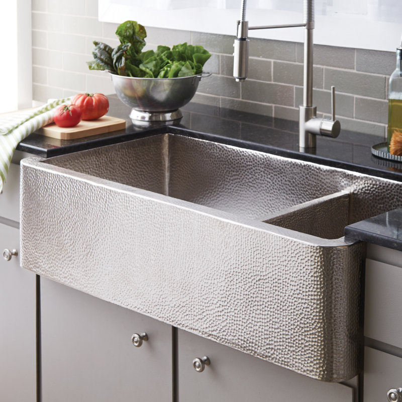 Farmhouse Duet Pro 40" L x 22" W Double Basin Farmhouse/Apron Kitchen Sink, Brushed Nickel