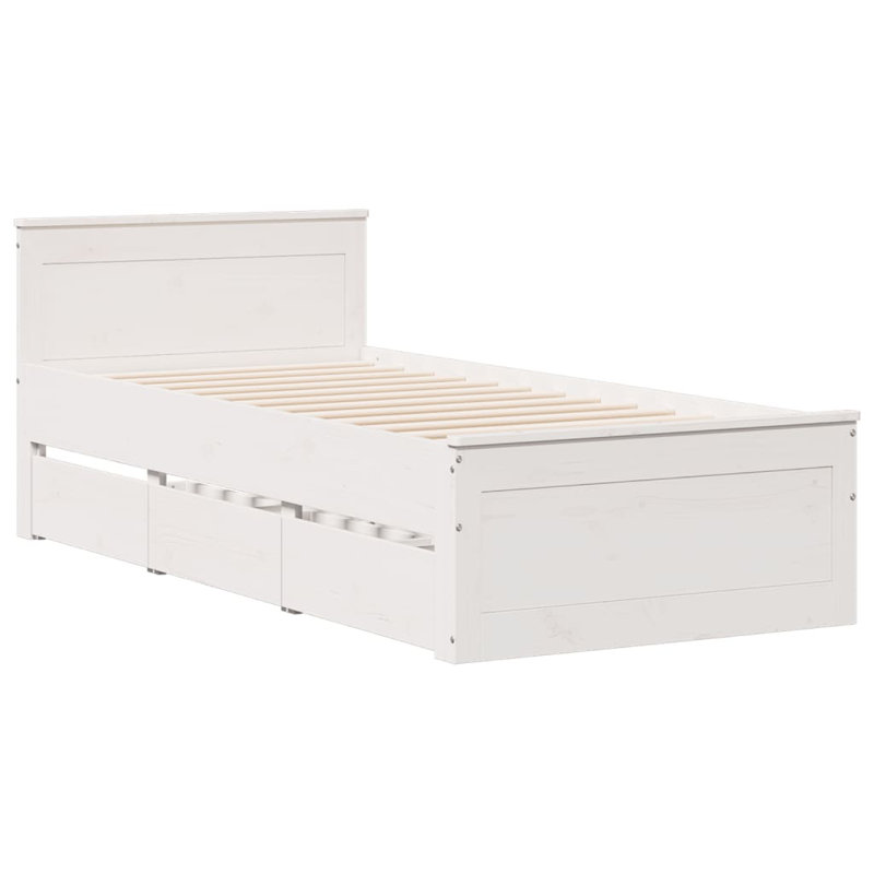 Dairine Solid Wood Storage Bed, White, European Single (90 x 200cm)