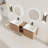 Wall-Mounted Bathroom Vanity with White Ceramic Sink and Storage Shelves & Soft-Close Door-1466533137