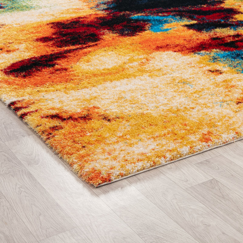 Abstract Area Rug in Beige, Rectangle 7'7" x 9'7"