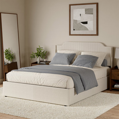 Lizette 64.5" Hydraulic Lift Up Storage Upholstered Platform Bed with Wingback Headboard