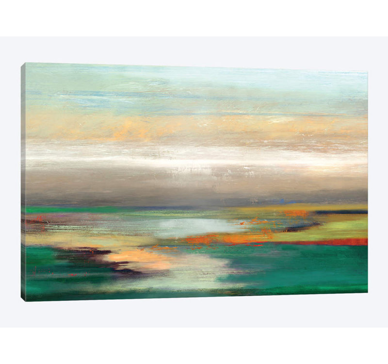 «Teal Askew», reproduction sur toile, H 12 po x l 18 po x P 1,5 po, Pas de tapis, Toile tendue