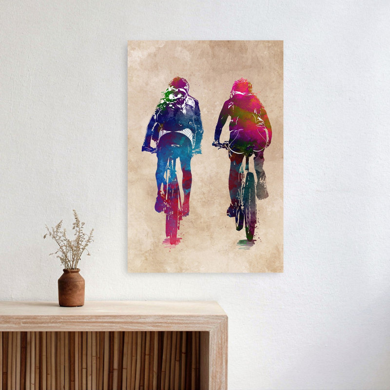 «Vibrant Cycling Journey», art mural contemporain, 24" H x 16" W