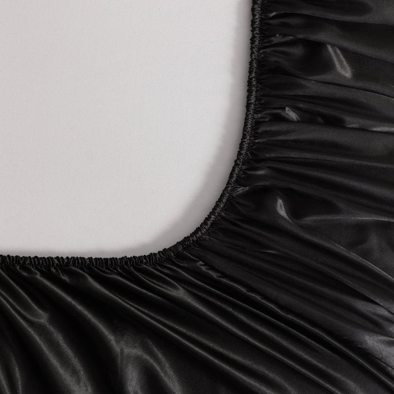 Luxury 4-Piece Satin Sheet Set - Satin Bedding Set, California King Bedspread + 4 Additional Pieces, Black