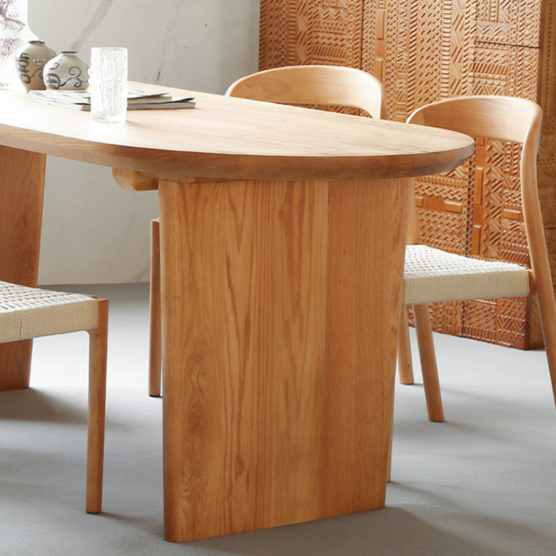 Table de salle à manger ovale en bois massif, Burlywood, H 29,53 po x L 62,99 po x l 31,5 po