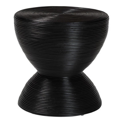 Table d'appoint stratifiée en rotin naturel et sablier avec motif sculptural moderne