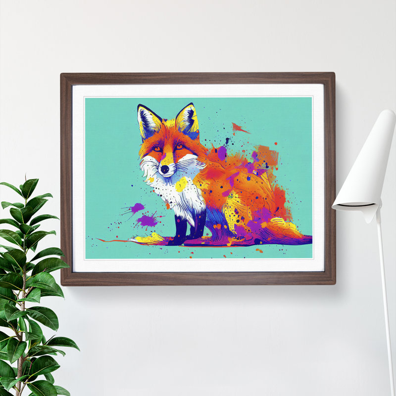 XH1022-6620X Fox Vol.2 Abstract - Single Picture Frame Painting, 34cm H x 46cm W x 2cm D, Walnut