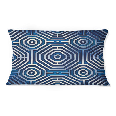 Blue Modern Maze IV - Coussin lombaire moderne