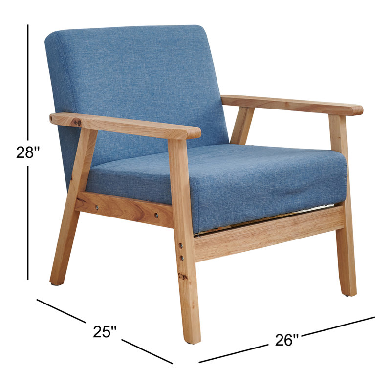 Fauteuil de 26 po de large Aiden, Mélange de lin bleu