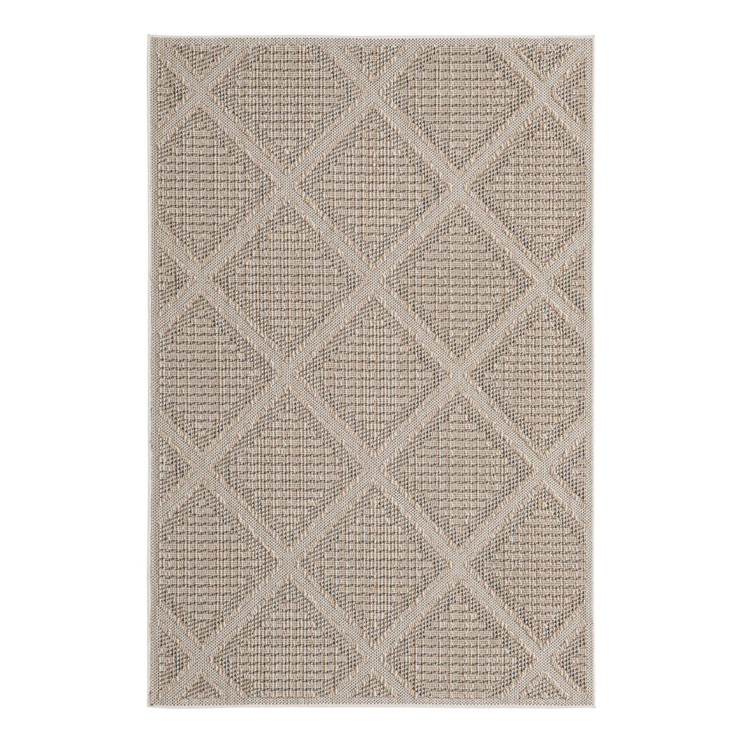 Geometric Machine Made Power Loom Polypropylene Plastic Area Rug in Khaki Unique Loom Rug