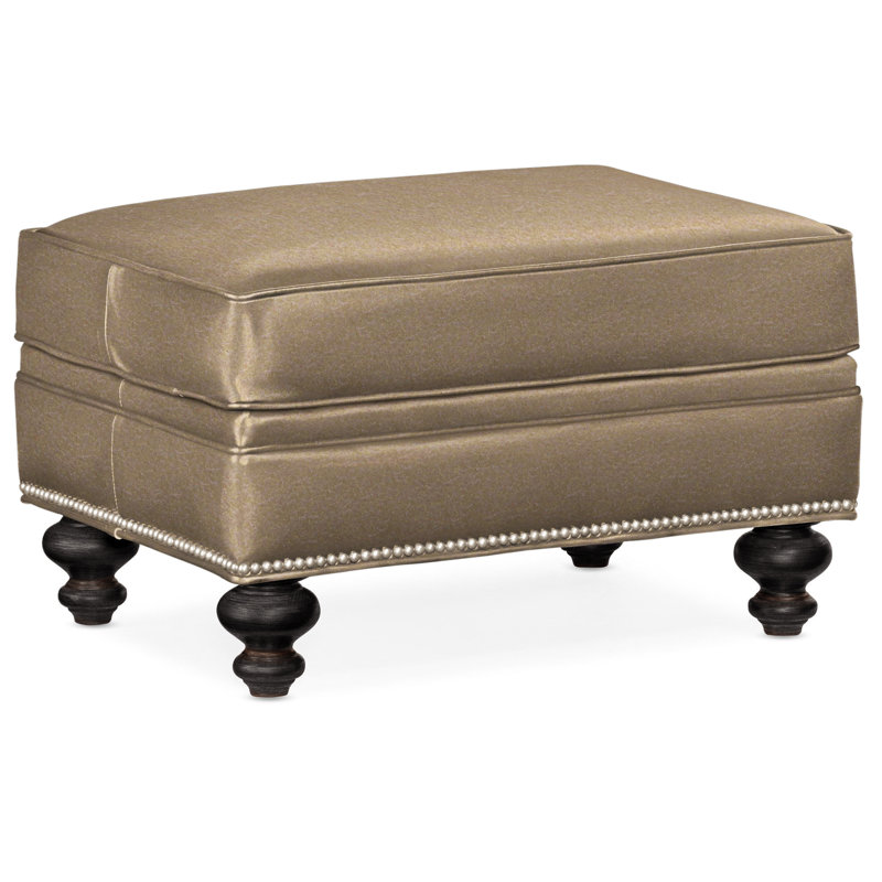 West Ottoman, Anilina Hunter Genuine Leather, Plantation, Pewter