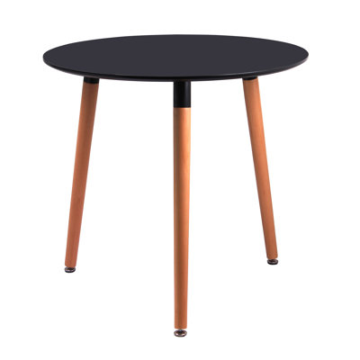 Yasmin Beech Round Wood Top Dining Table with Wood Base