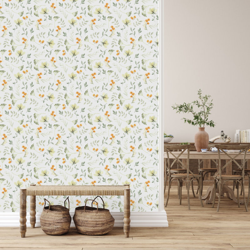 Peel & Stick Floral Tile, 25" W x 124.8" L
