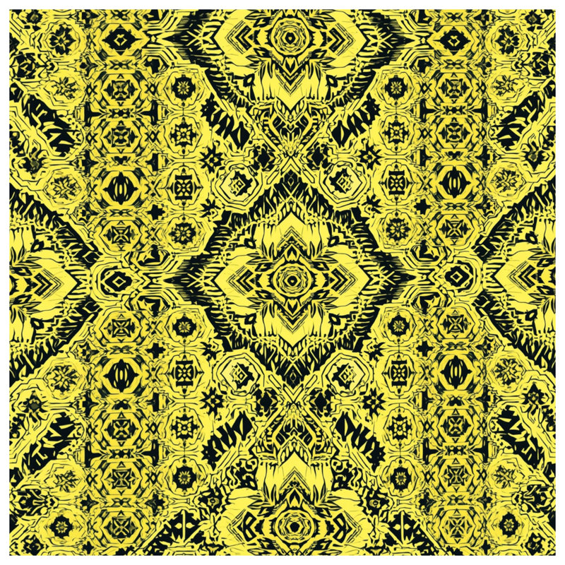 Yellow Black Kaleidoscope Bath Mat, 24in W x 17in L